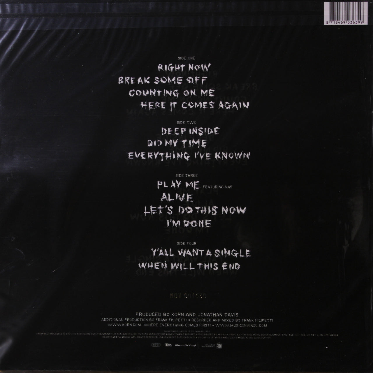 LP Vinyl Record! NEW, sealed! Korn 'Take A Look In The Mirror'