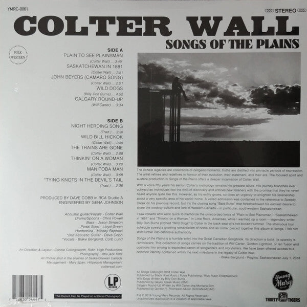 LP Vinyl Record! NEW, sealed! Colter Wall 'Songs Of The Plains'