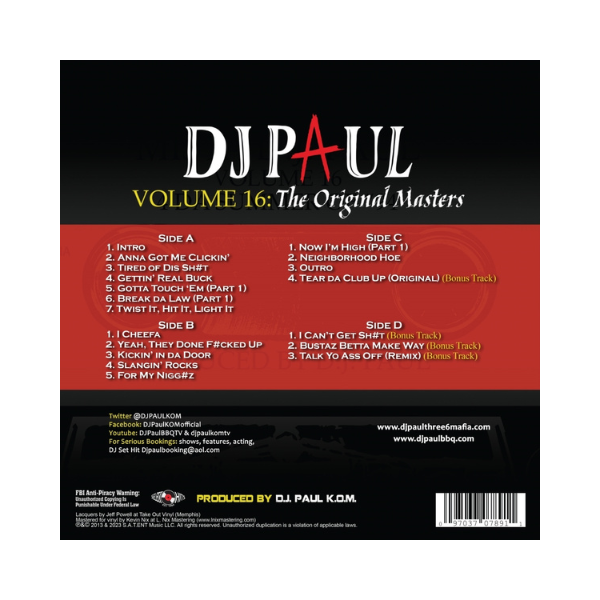 LP Vinyl Record! NEW, sealed! DJ Paul 'Vol 16: The Original Masters'